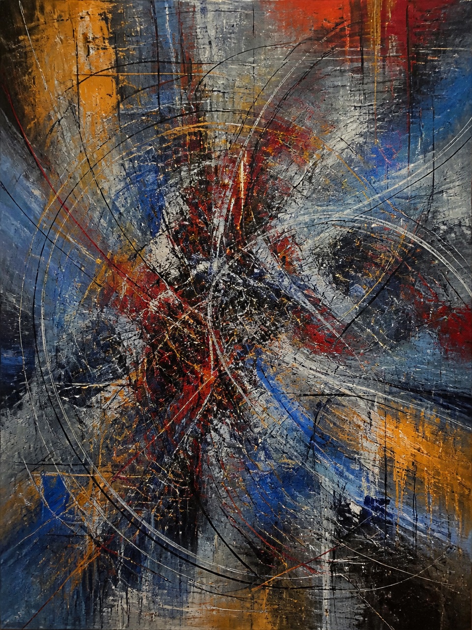 Abstract painting titled No Choice Chooses Itself