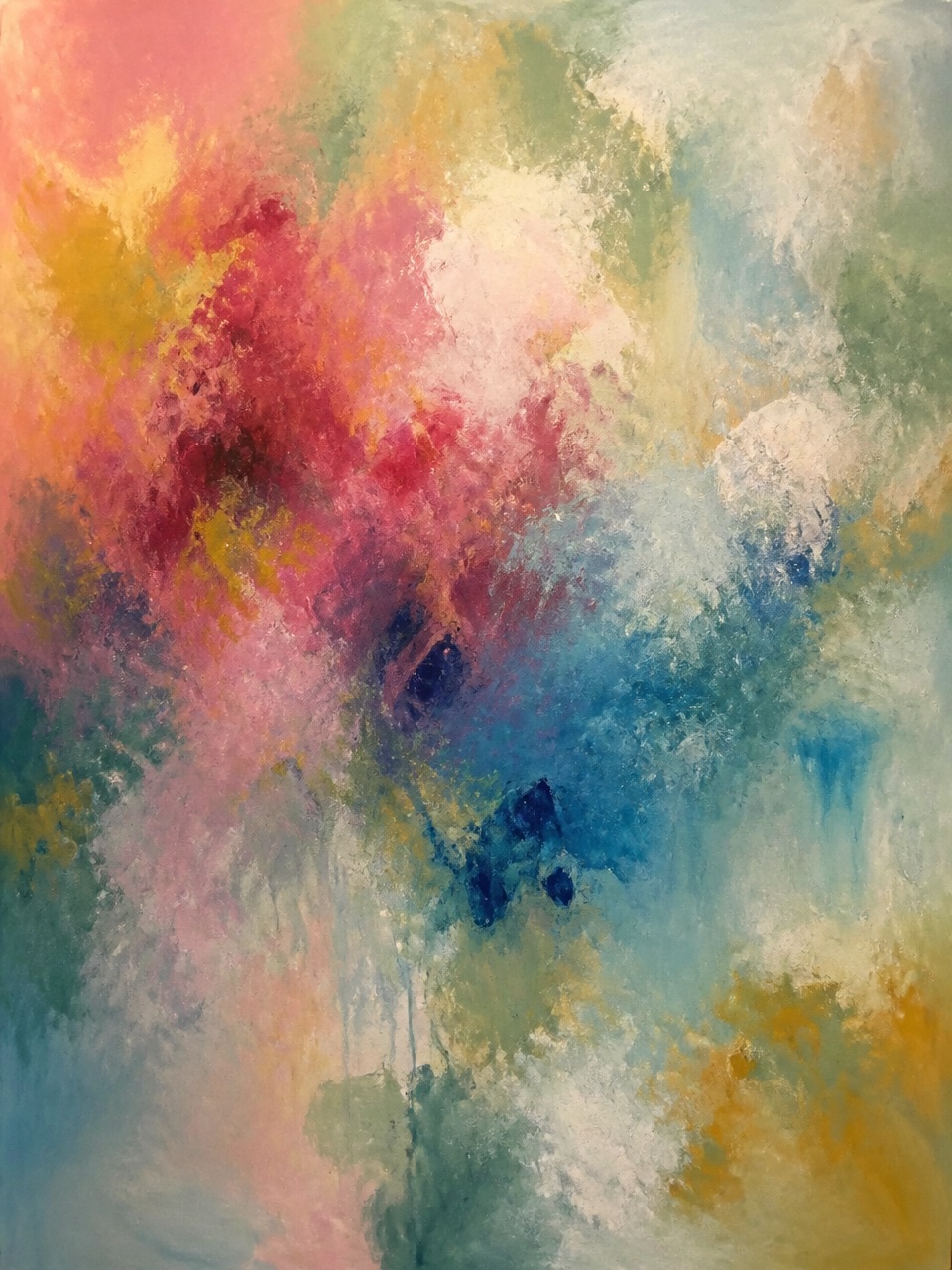 Abstract painting titled Room Around the Question